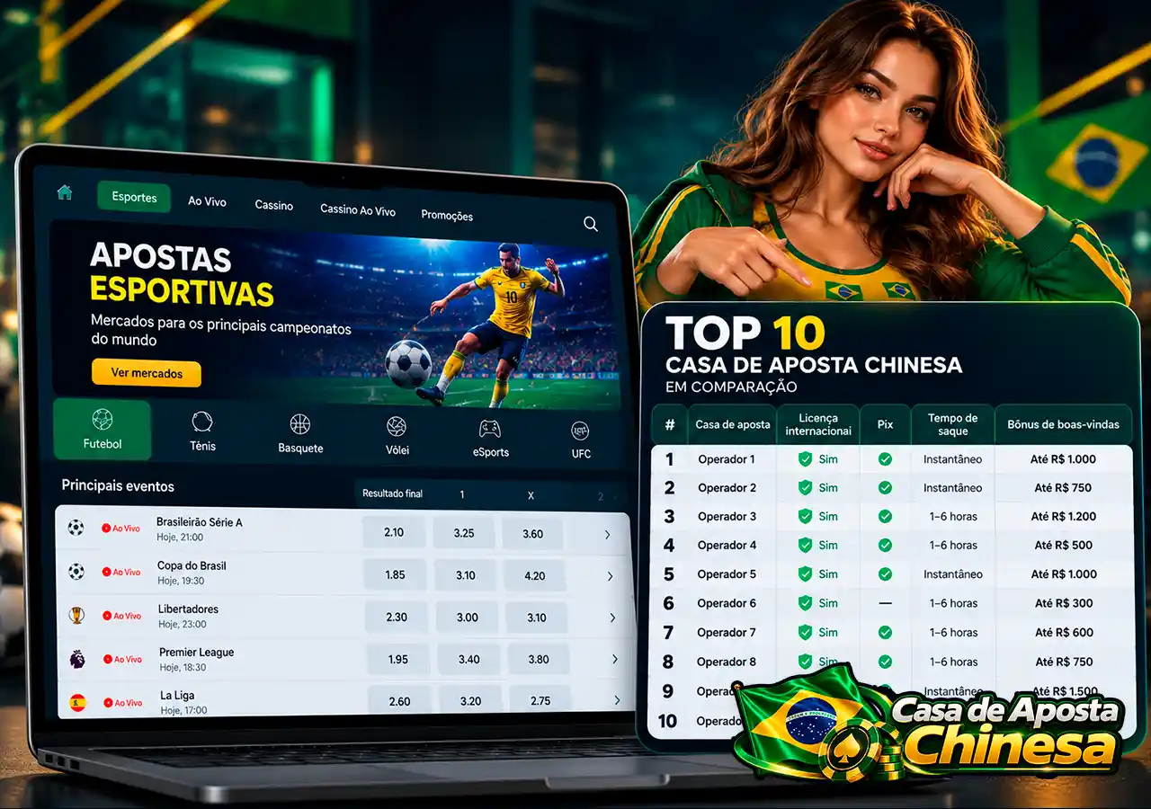 Ranking comparativo de dez casas de apostas com licença, Pix, saque e bônus.